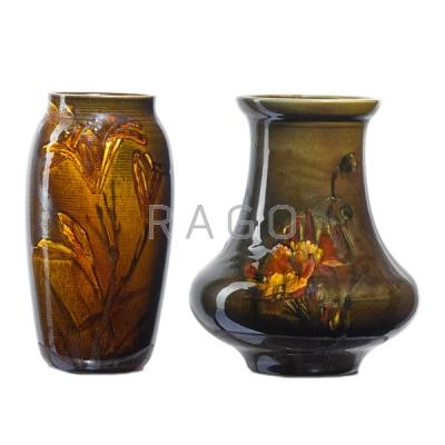 Appraisal: A SPRAGUE L FRY ROOKWOOD Two vases w flowers Condition