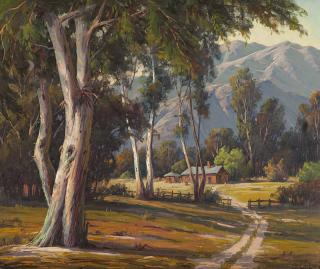 Appraisal: Paul Grimm ''Friendly Trees'' country road in a mountain landscape