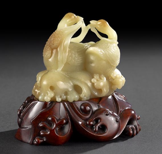 Appraisal: Rare Chinese Yellow Nephrite Jade Group th th century carved