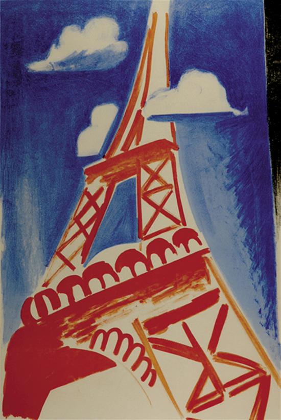 Appraisal: Robert Delaunay after French - THE EIFFEL TOWERcolor lithograph framed