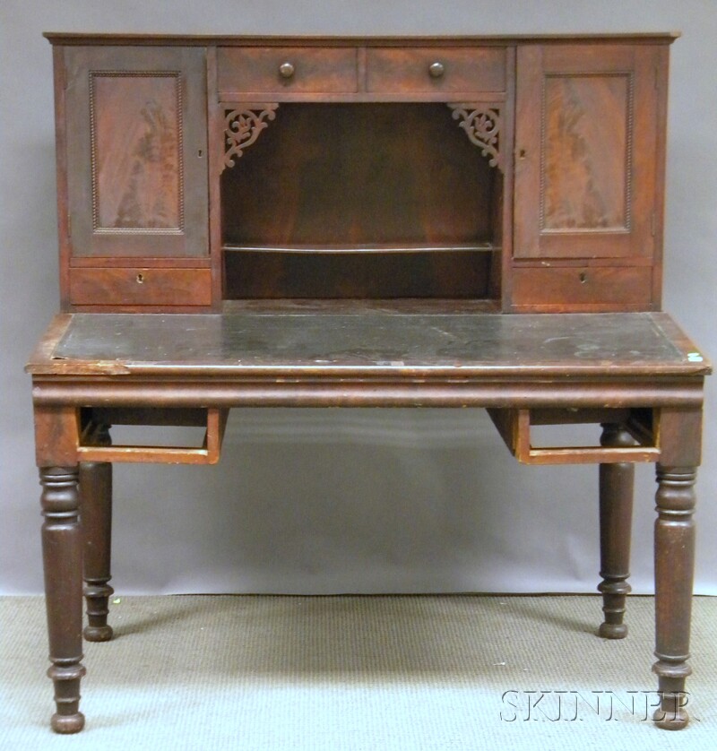 Appraisal: Late Empire Mahogany Veneer Plantation Desk ht wd dp in