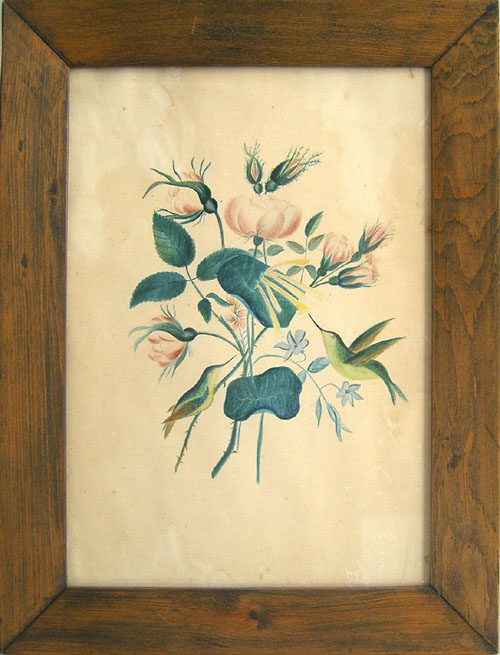 Appraisal: Watercolor floral drawing th c x