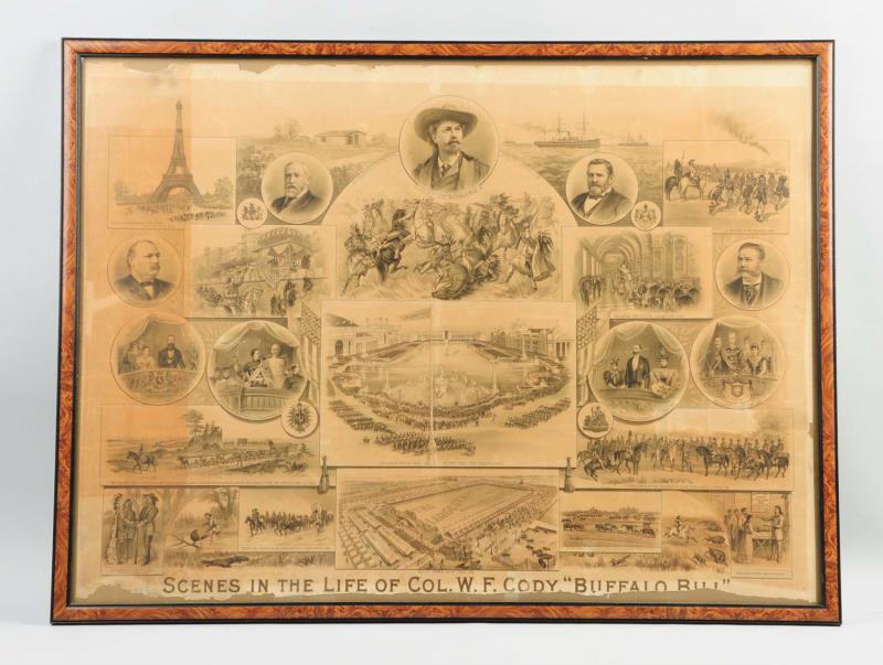 Appraisal: Buffalo Bill Cody Life Scenes Poster This poster depicts scenes