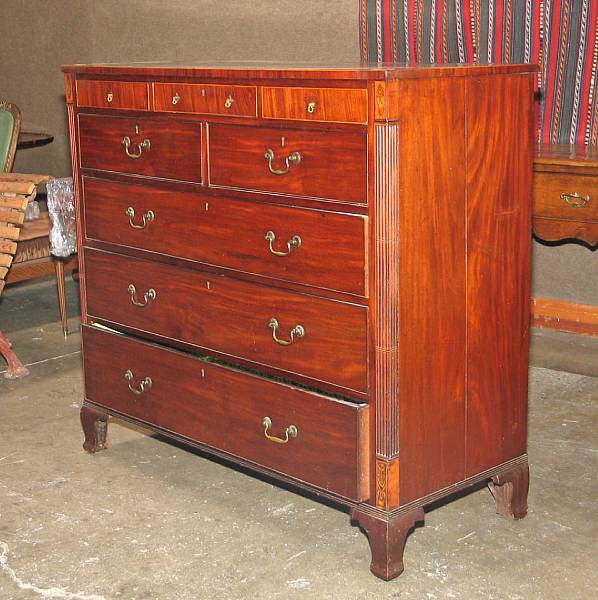 Appraisal: A George III inlaid mahogany chest of drawers first quarter