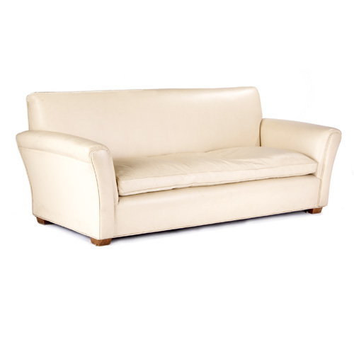 Appraisal: ART DECO Sofa upholstered in ivory leather x x