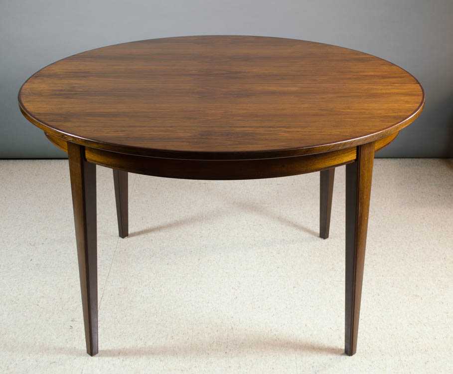 Appraisal: DANISH MID-CENTURY MODERN ROSEWOOD DINING TABLE WITH THREE LEAVES Gunni