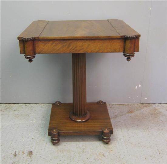 Appraisal: th century mahogany work table with twin hinged compartments reeded