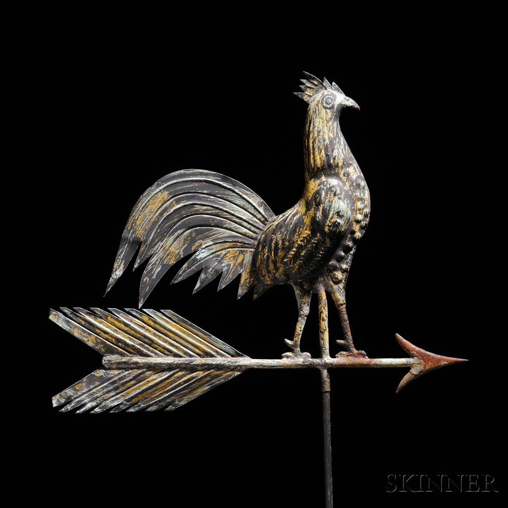 Appraisal: Small Molded Copper Rooster Weathervane America late th early th