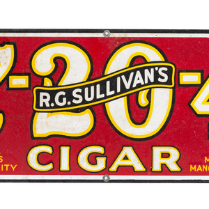 Appraisal: A R G Sullivan's Cigar Porcelain Advertising Sign Early th