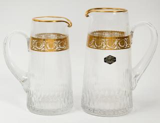 Appraisal: TWO ST LOUIS CRYSTAL PITCHERS French Acid stamped Heights and