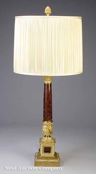 Appraisal: A French Gilt Bronze and Red Marble Columnar Table Lamp