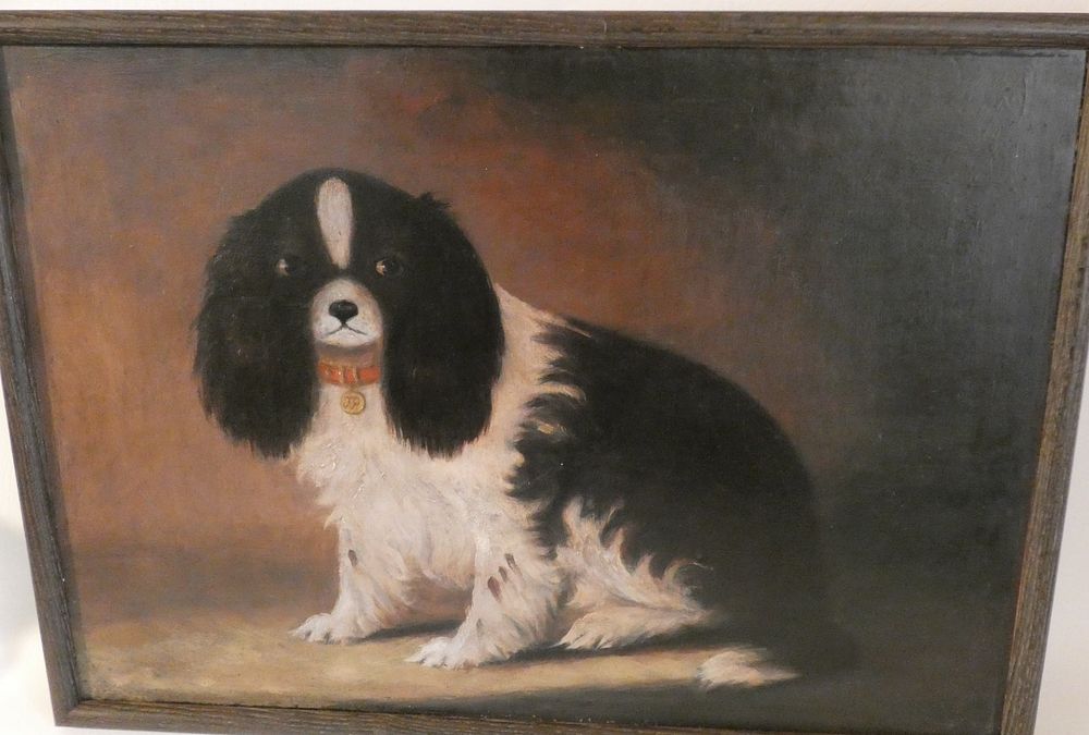 Appraisal: OIL PAINTING OF SPANIEL DOG Oil painting of a Cavalier