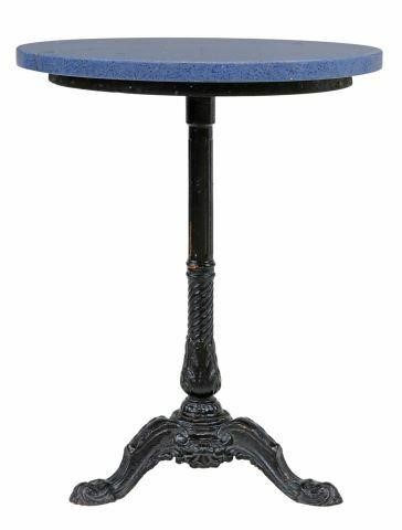 Appraisal: French Parisian bistro table th c blue granite tabletop cast