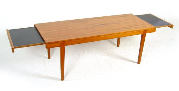 Appraisal: SLEEK DANISH MODERN COFFEE TABLE With slide out heat protected