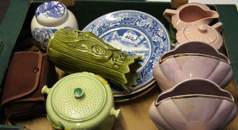 Appraisal: Trays comprising Masons Ginger Jar Sadler Shell Vases x Doulton