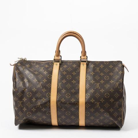 Appraisal: Louis Vuitton Keepall duffle bag in brown monogram coated canvas