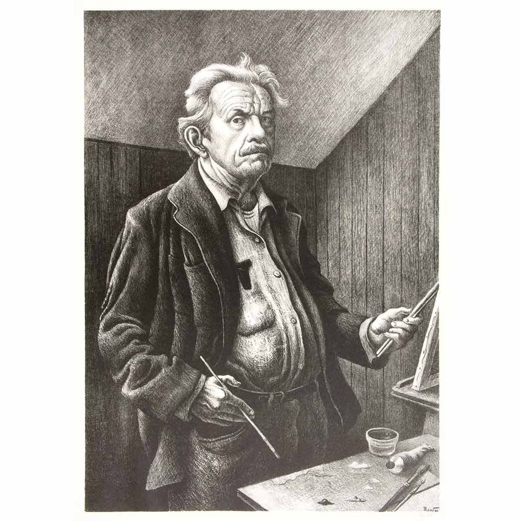 Appraisal: Thomas Hart Benton - SELF-PORTRAIT FATH Lithograph signed in pencil