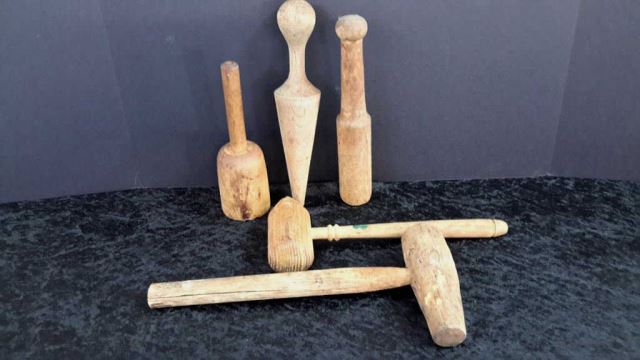 Appraisal: Group of Vintage Solid Wood Kitchen Utensils All pieces for