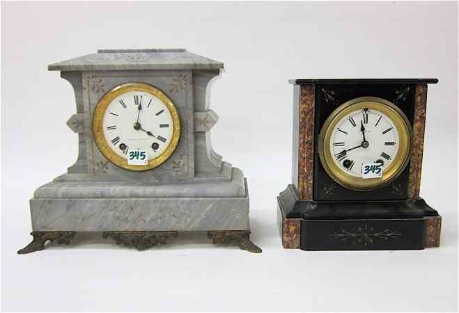 Appraisal: TWO SETH THOMAS MARBLE CASED MANTEL CLOCKS including one gray