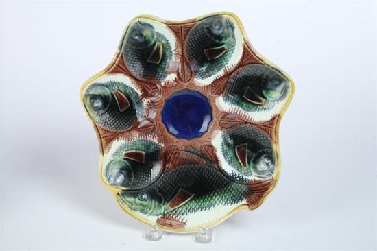 Appraisal: MAJOLICA OYSTER PLATE English nd half- th century Fish pattern