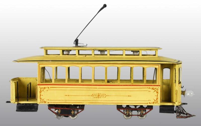 Appraisal: Handmade Wooden No Trolley Car Description Circa with interior lighting