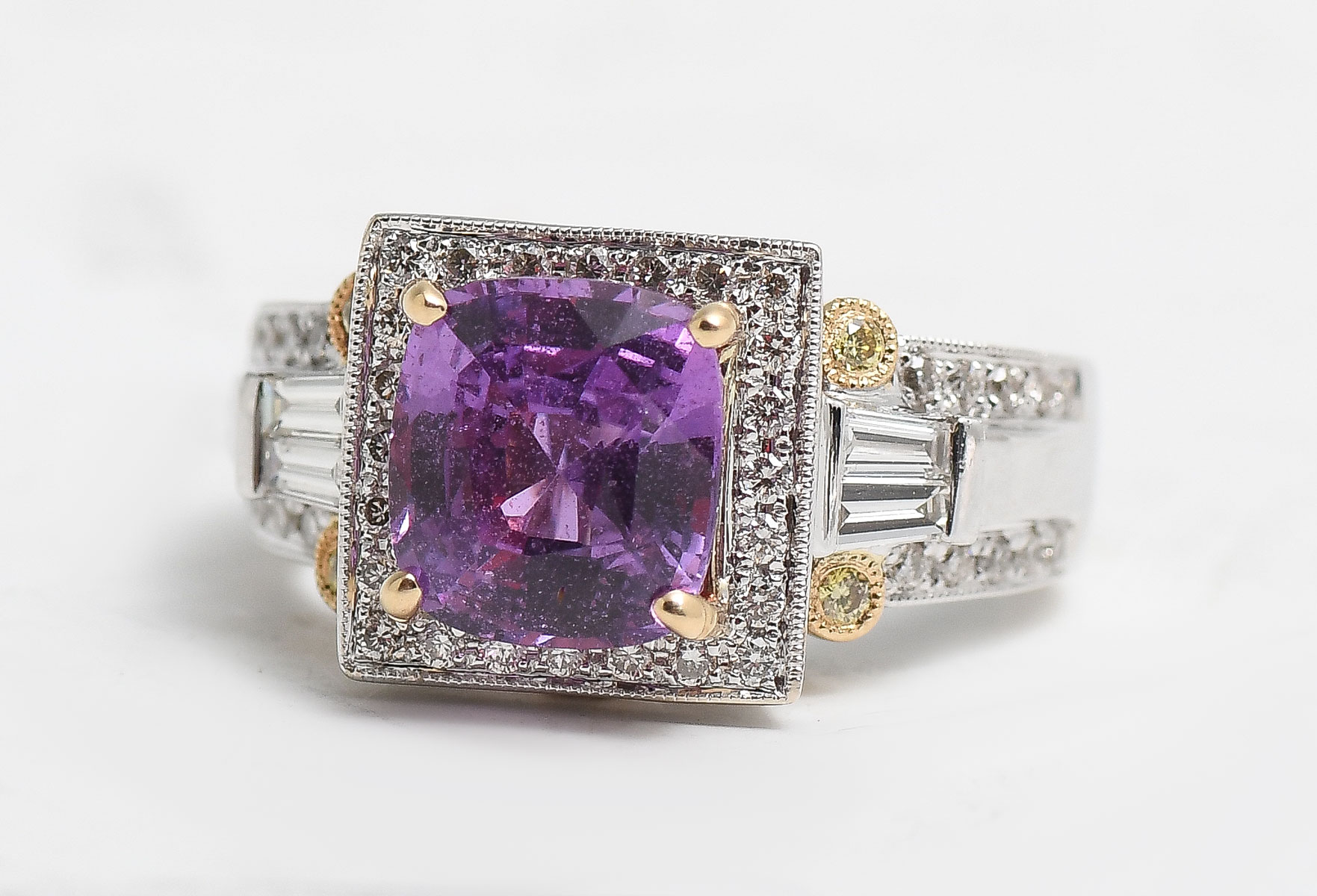 Appraisal: TONE K PINK SAPPHIRE DIAMOND RING CT modified brilliant cut