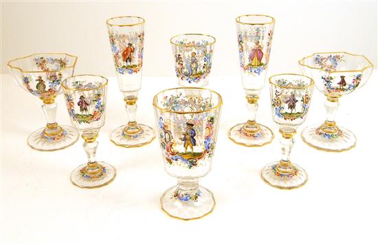 Appraisal: GLASS J L Lobmeyr enameled stemware Bunt Rococo series c