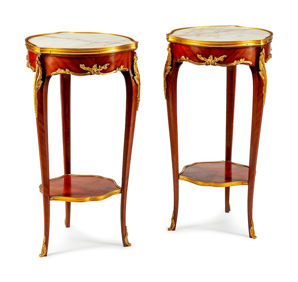 Appraisal: A Pair of Louis XV Style Gilt Metal Mounted Tables