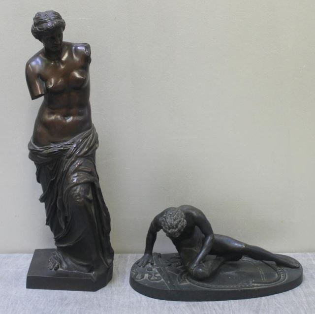 Appraisal: th Century Continental Bronze Lot Includes Venus de Milo with