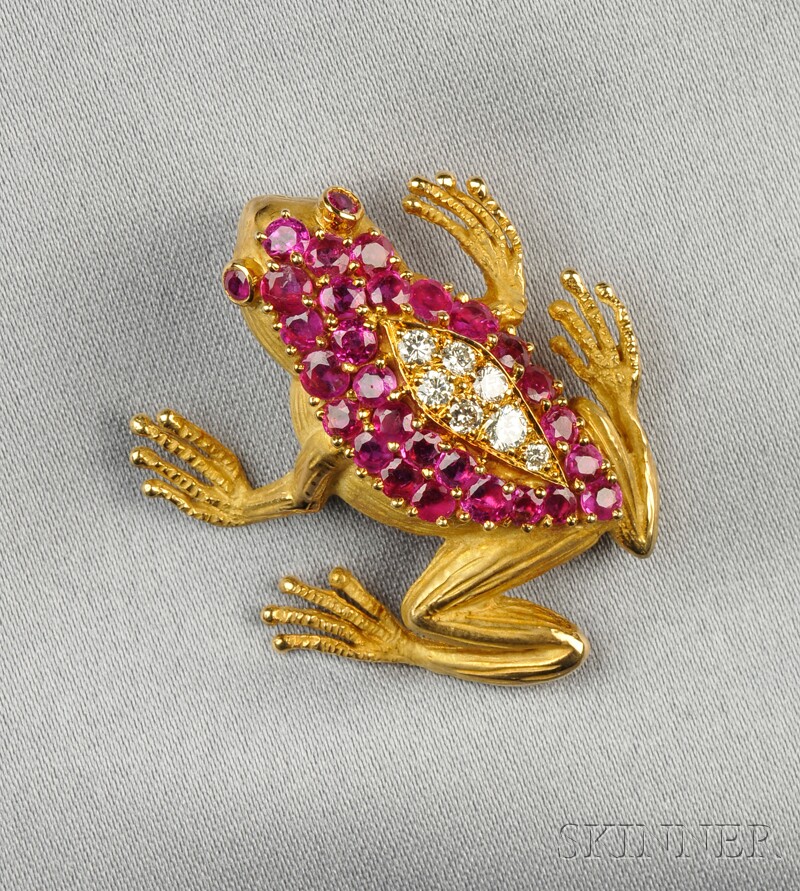 Appraisal: kt Gold Ruby and Diamond Figural Brooch Cartier designed as