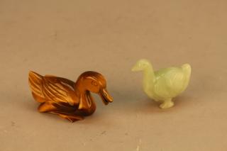 Appraisal: Carved Stone Ducks Carved Stone Ducks one tiger eye and