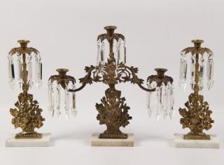 Appraisal: PART FRENCH STYLE BRONZE GIRANDOLE SET HAVING PAIR OF CANDLESTICKS