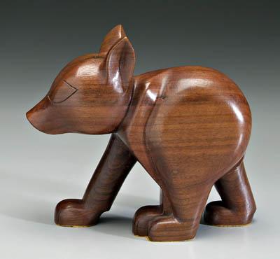 Appraisal: Carved walnut bear cub signed possibly MR probably John C