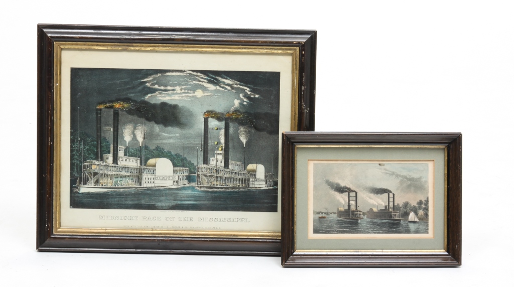 Appraisal: TWO MISSISSIPPI RIVER PRINTS Third quarter th century Currier and