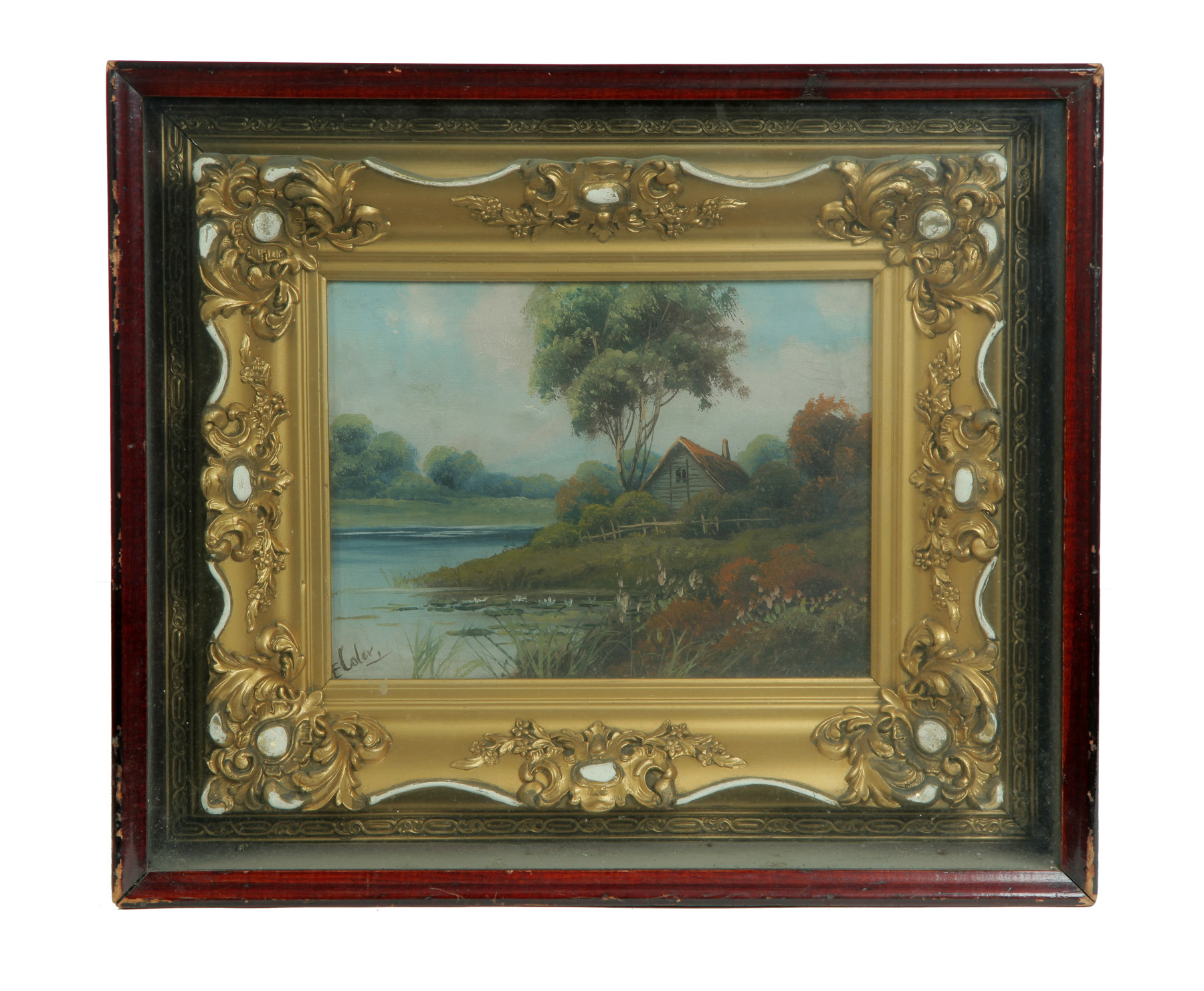 Appraisal: FRAMED OIL ON CANVAS LANDSCAPE SIGNED E COLER American ca