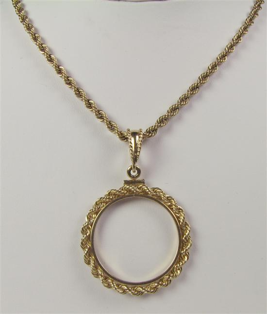 Appraisal: Coin Holder Necklace K yellow gold inches mm solid rope