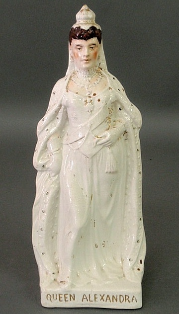 Appraisal: Staffordshire figure of Queen Alexandra white with gilt decoration h