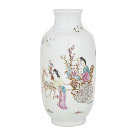 Appraisal: A Famille Rose Vase Qianlong Mark Supported on a short