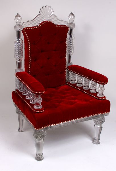 Appraisal: th Century oster style cut glass throne chair having a