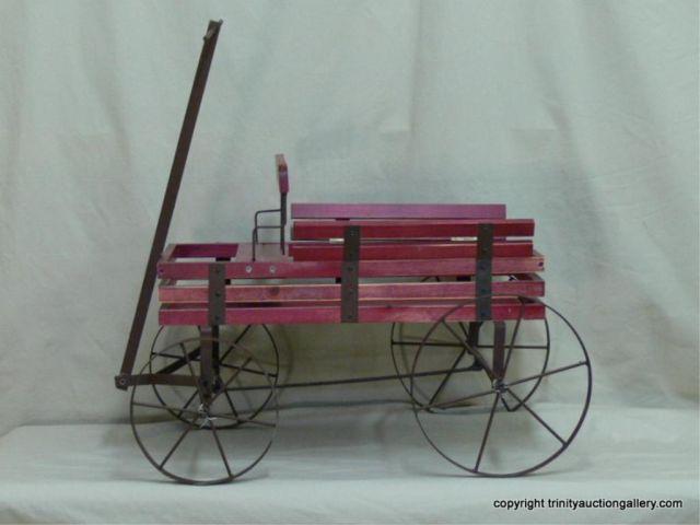 Appraisal: Decorative Metal Wood Wagon with Side Rails Display dolls or