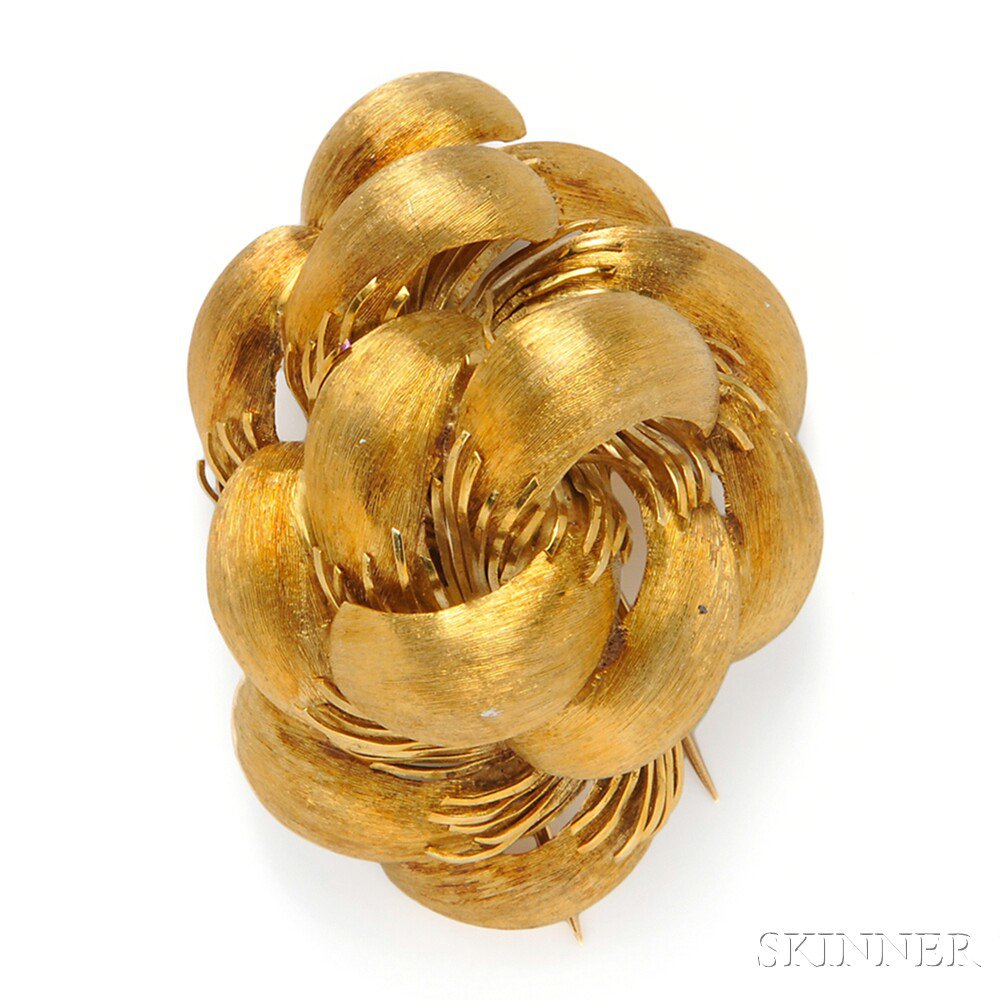 Appraisal: kt Gold Brooch designed as a textured knot dwt lg