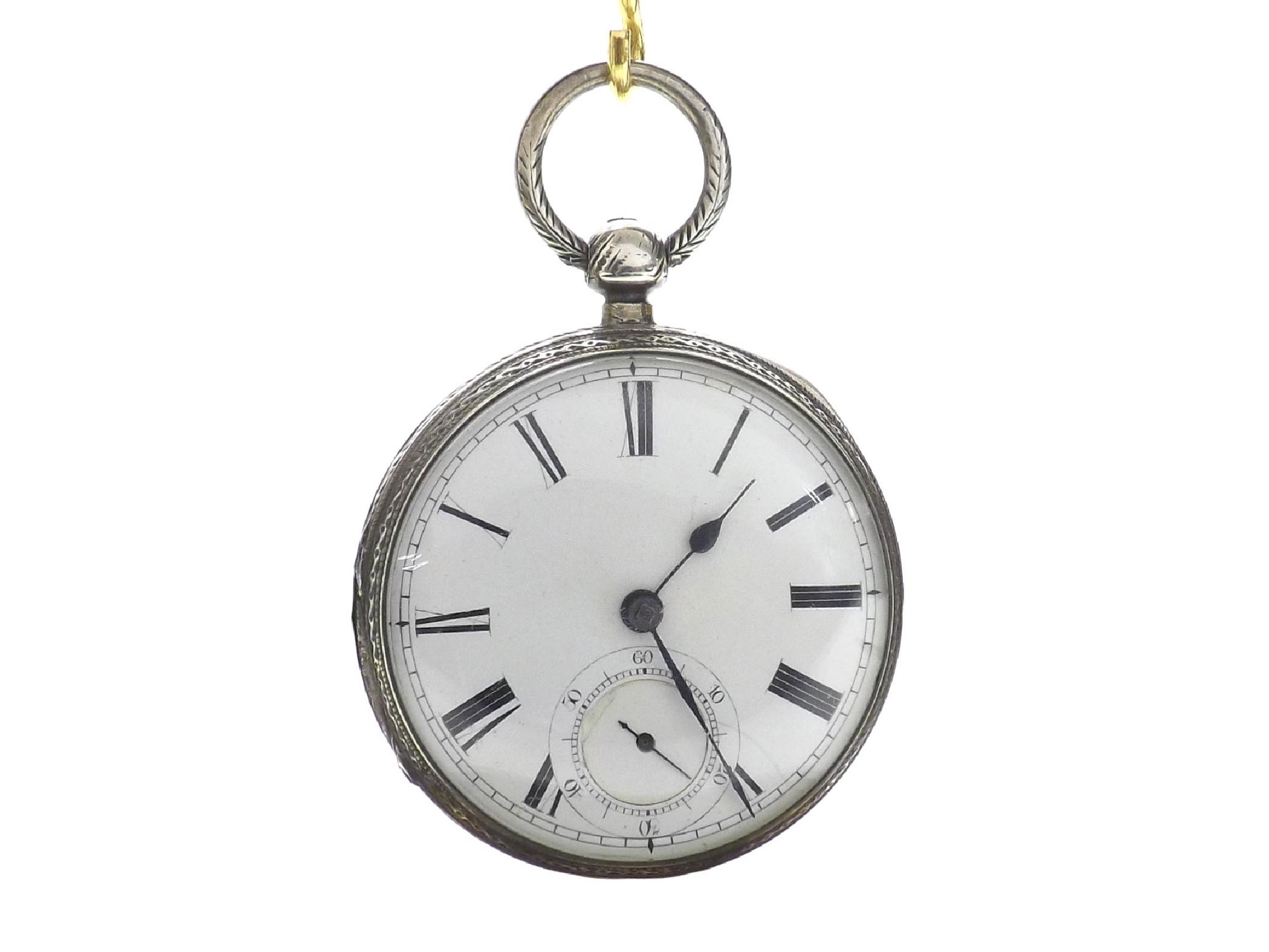 Appraisal: Large silver fusee lever pocket watch London signed S Mowbray