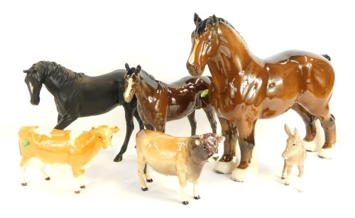 Appraisal: A group of Beswick animals comprising a large shire horse