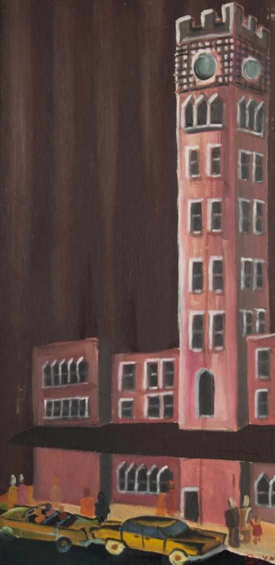 Appraisal: American School th century Tower and Buildings oil on artist