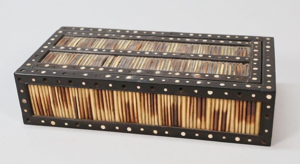 Appraisal: Anglo-Indian wood with porcupine quills and bone inlays L x