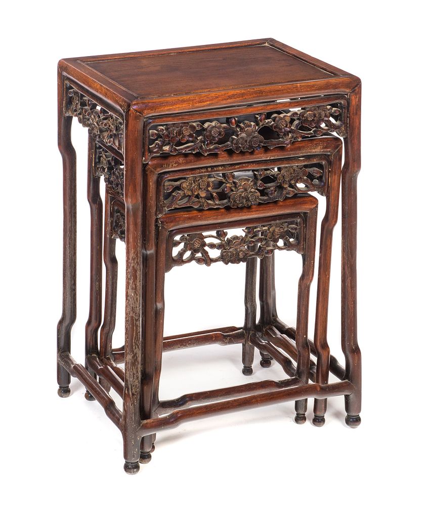 Appraisal: Chinese Hardwood Nesting Tables Chinese Hardwood Nesting Tables