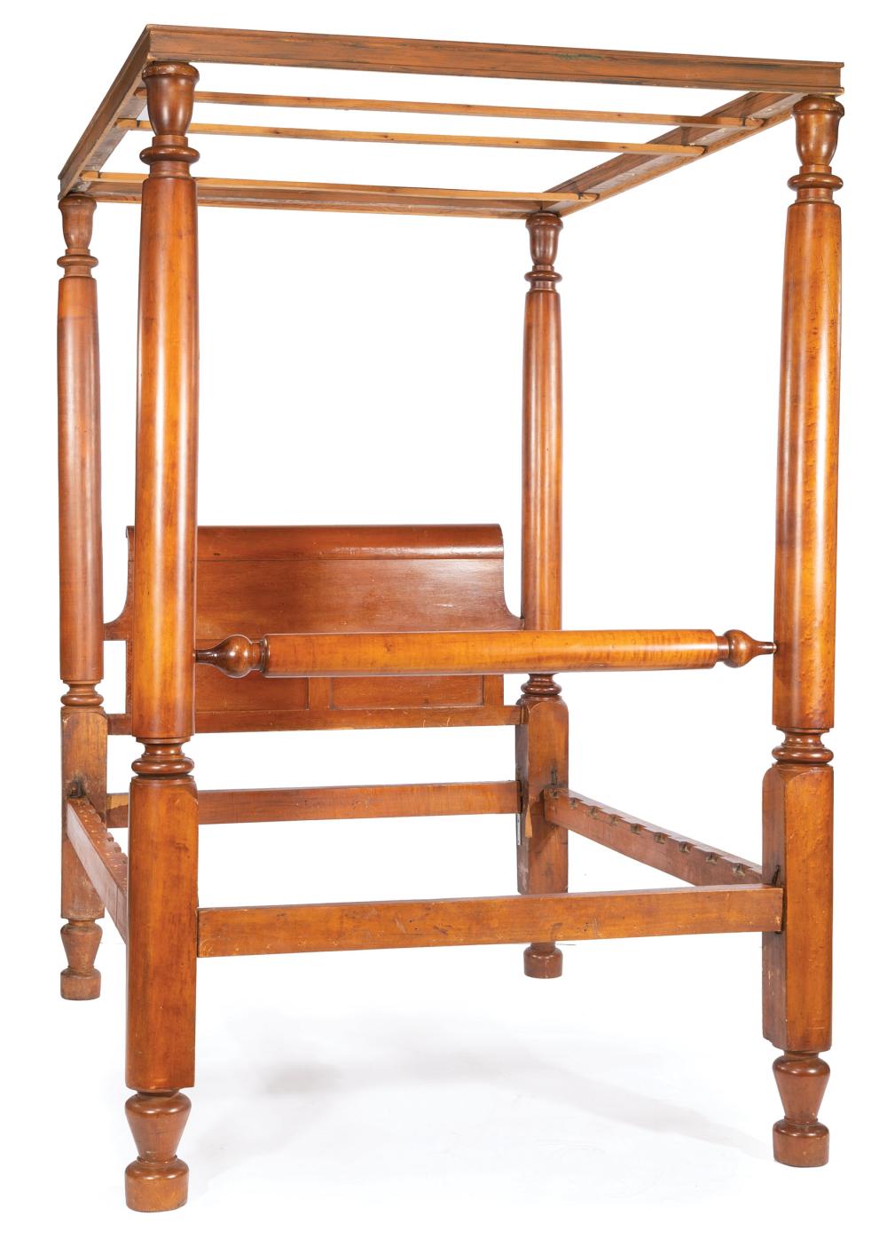 Appraisal: American Late Classical Carved Cherrywood Full Tester Bedstead early-to-mid th