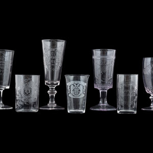 Appraisal: Seven Brewery Advertising Glasses Early th Century including Pabst Moerleins