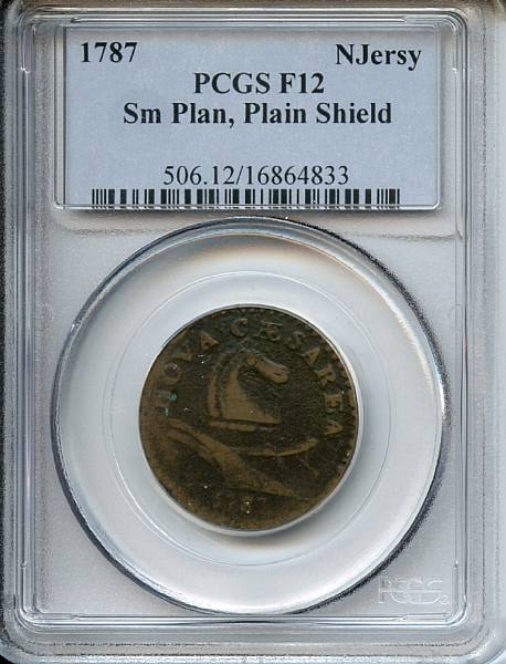 Appraisal: New Jersey Copper Small Planchet Plain Shield Fine PCGS Maris