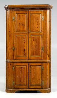 Appraisal: Georgia yellow pine corner cupboard single-case construction with yellow pine